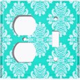 thumbnail image 2 of Metal Light Switch Plate Outlet Cover (Victorian Damask Flower Teal Pattern - Single Duplex Single Toggle), 2 of 2