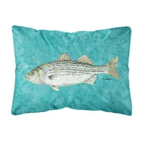 Carolines Treasures 8720PW1216 Striped Bass Fish Canvas Fabric Decorative Pillow, 12H x16W, multicolor