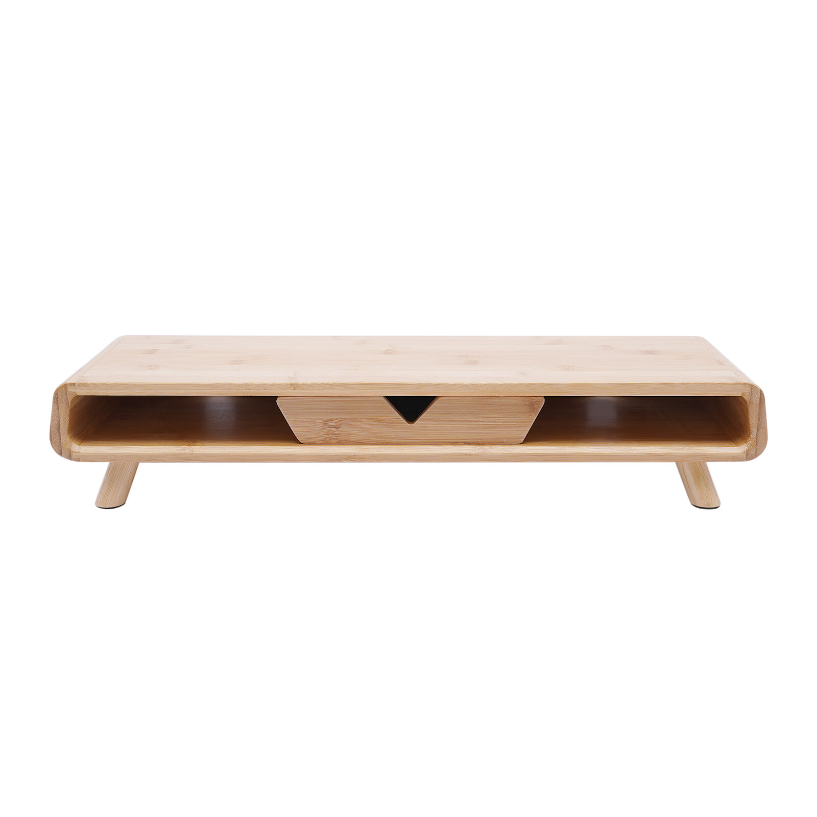 ToppiJoy Bamboo Monitor Stand with Drawer, Wooden Monitor Riser for Desk, Multi-Purpose Computer Monitor Stand for Computer, Laptop