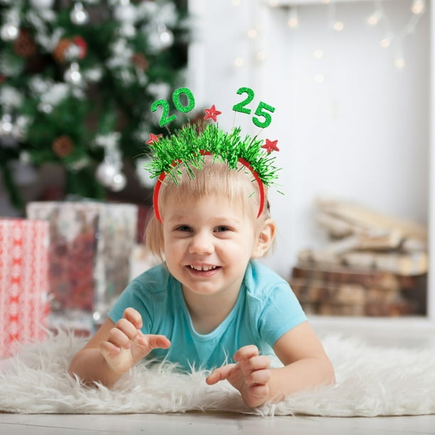 pstuiky Diademas navideñas para el pelo 2025 decoración para fiestas navideñas tocados coloridos para eventos de Nochevieja.