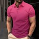 thumbnail image 4 of Camisetas de Manga Corta de los Hombres Casual Gradiente Solapa Botón Arriba Camiseta, Top Ligero para el Hogar, Uso Diario Y Cómodo, 4 of 5