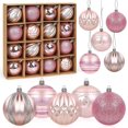 thumbnail image 1 of Boules de Noël Roses, 16 Pcs Boules de Noël, Décorations de Sapin de Noël, Ornements de Sapin de Noël Roses 6cm, Ensemble de Décorations de Sapin de Noël, Suspension de Noël, 1 of 5