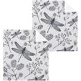 thumbnail image 2 of GZHJMY White Black Dragonfly Flower Wash Cloths 4 Pcs Small Cotton Wash Towels for Bathroom, 2 of 7