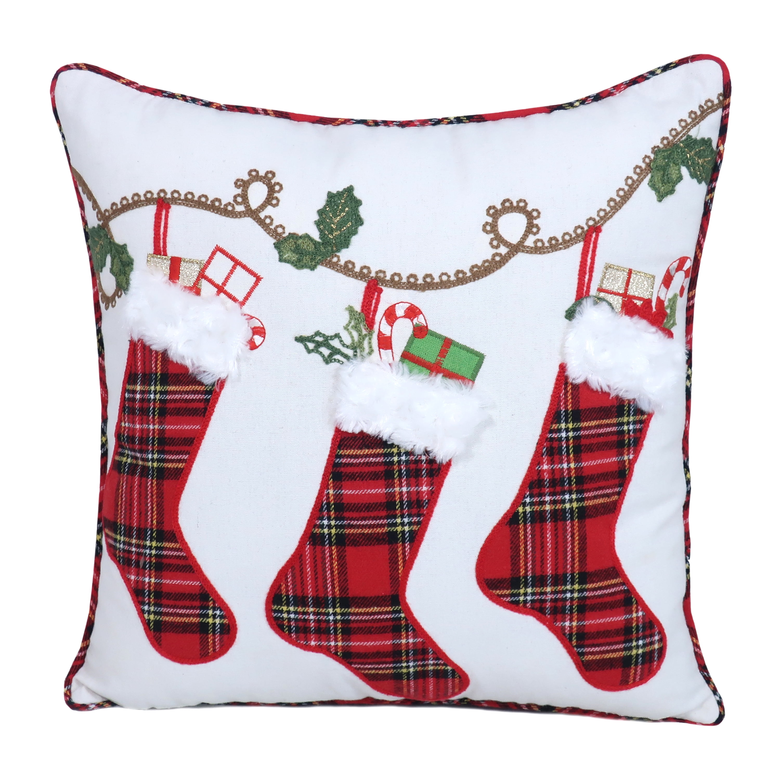Arlee Holiday Stockings Decorative Pillow 18x18