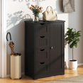 thumbnail image 5 of GLACER Bathroom Floor Cabinet, Multifunctional Storage Cabinet with 4 Drawers and 1 Door, Wooden Side Storage Organizer for Bathroom, Living Room or Kitchen, 22 x 12 x 32 inches (Black), 5 of 16