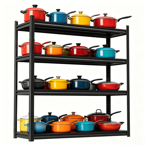 54"H Kitchen Shelving Unit, 40" Wide Adjustable Black Storage Shelves, 4-Tier Heavy Duty Utility Rack , Massive Organization for Living Room Decor, Bedroom Storage, Pantry Supplies & Garage Tools