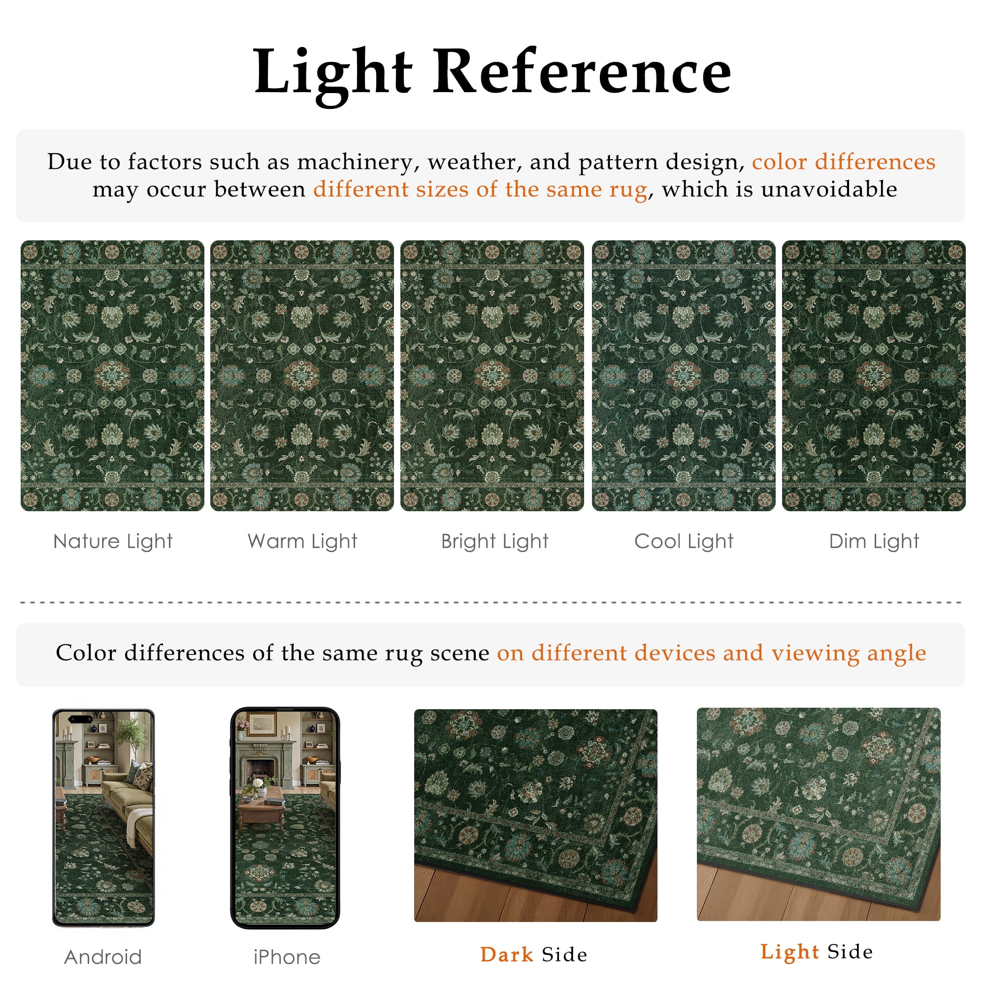 WIPONKEN 9x12 Area Rugs Morris Carpet for Living Room Bedroom Dining Room Office Farmhouse, Machine Washable Non Slip Vintage Persia Rug Green