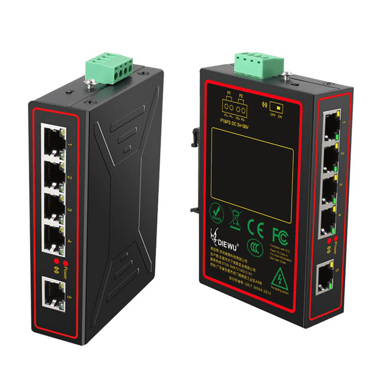 セール 登場から人気沸騰 2X Internet Hub RJ45 Switch Network Industrial 100M Ports 5 スイッチングハブ