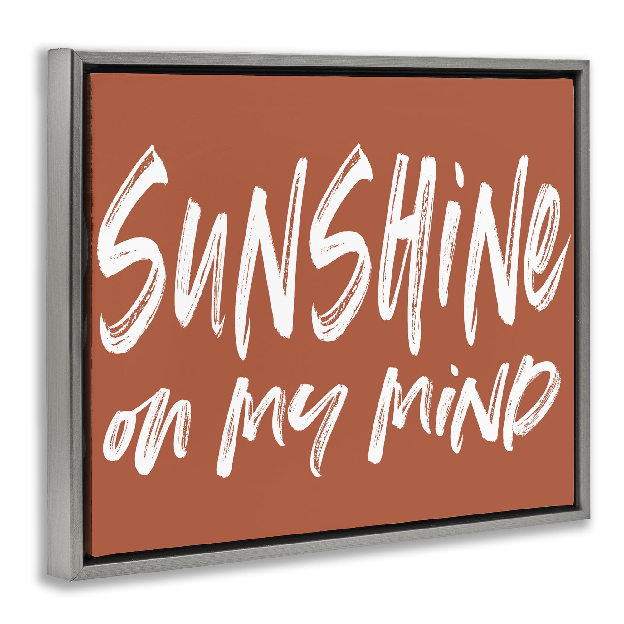 Sunshine State Of Mind Brown Gray Framed Floater Canvas Wall Art, design by Lettered and Lined