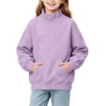 thumbnail image 2 of Children Pockets Sweatshirt Solid Color Winter Long Sleeve Sweatshirt for Boys Girls, 2 of 8