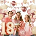 thumbnail image 4 of 18th Birthday Decorations for Girls, Retro Pink Balloons, 18th Birthday Banner, Triangle Flag Banner, 18th Birthday Balloons, Rose Gold White Sand Nude Balloon Set, 4 of 7