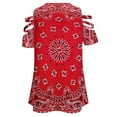 thumbnail image 5 of Bandana - Red Art Womens Summer V Neck Zipper Top Short Sleeve T Shirt Off Shoulder Top Casual Classy Loose Shirts, 5 of 7