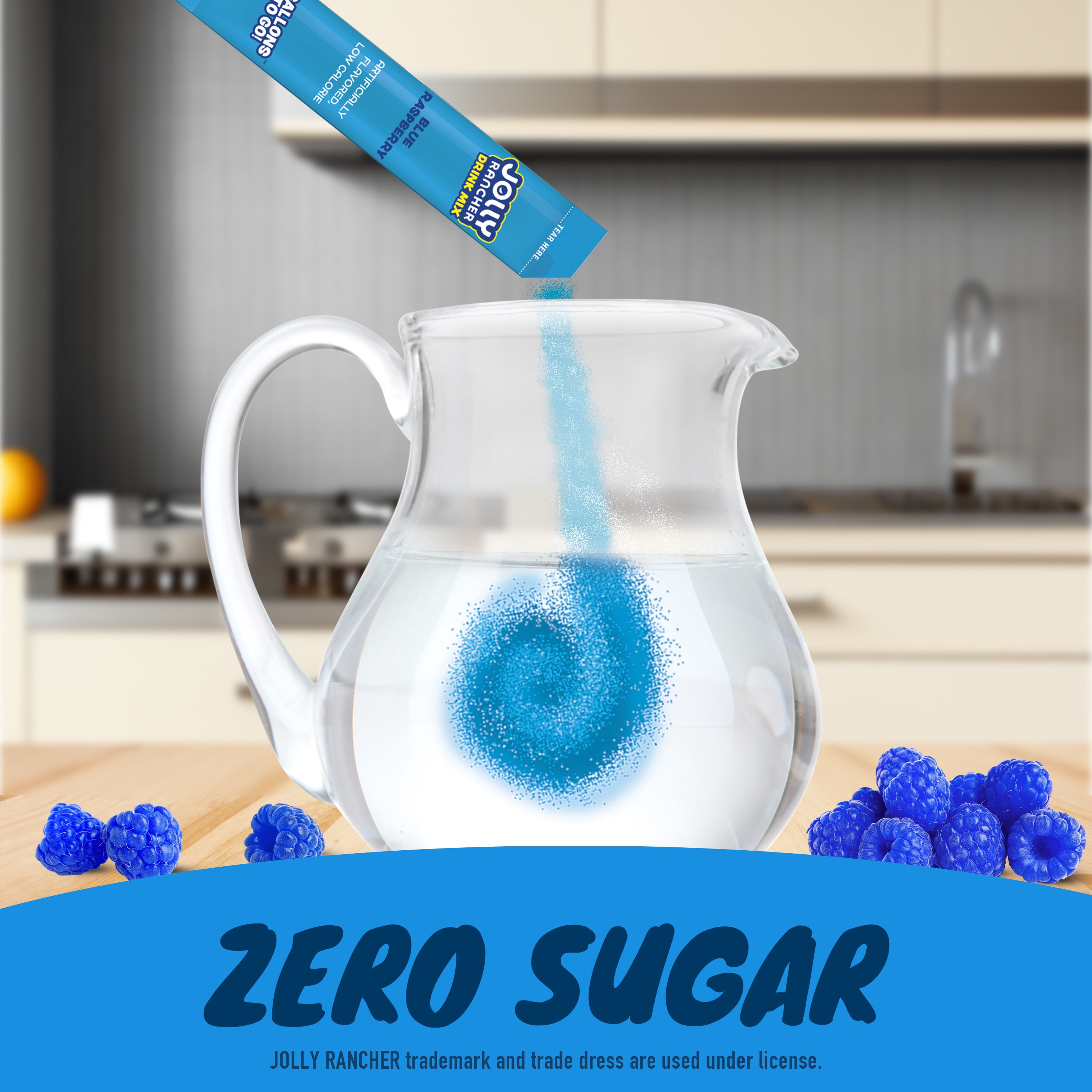 (3 pack) Jolly Rancher Sugar Free Blue Raspberry Powdered Drink Mix, 0.82 oz, 8 Count Gallon Pitcher Packets