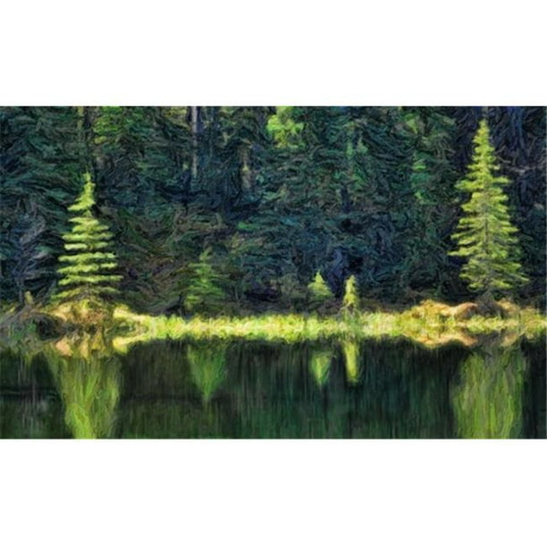 Posterazzi DPI12290214LARGE Réflexion Abstraite de Style Pictural sur Parc National de Jaspe d'Eau - Alberta Canada Poster Print par Ron Harris, 38 x 24 - Grand