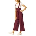 thumbnail image 5 of INSPIRE CHIC Women's Button Front High Waist Belted Straight Fit Overall Jumpsuit L Burgundy, 5 of 8
