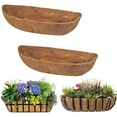 thumbnail image 1 of 2 Pack Trough Coco Replacement Liner,Half Moon Hanging Basket Coconuts Trough Planter, Coconut Coir Planter for Window Box Garden Flower Vegetables Pot Fence Flower Baskets (24inch), 1 of 8