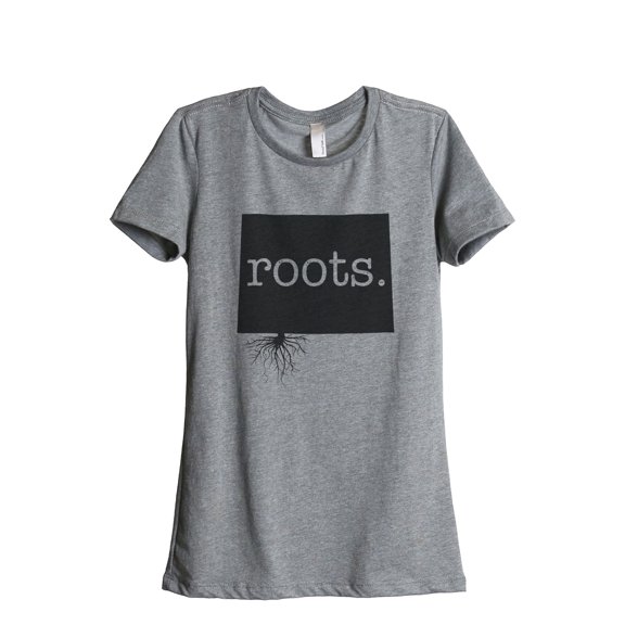 Thread Tank Home Roots State Wyoming WY Women's Relaxed Crewneck T-Shirt Tee Heather Grey Small