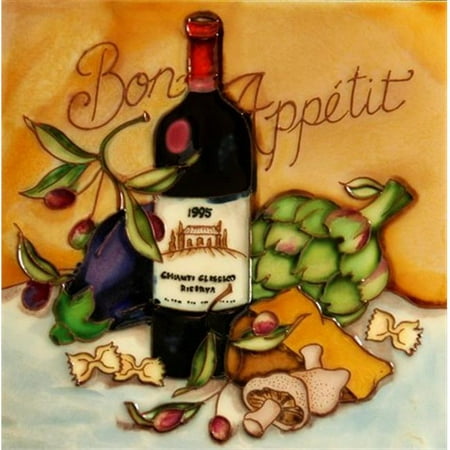En Vogue B-321 Bon Appetit - Wine and Cheese Tasting - Decorative Ceramic Art Tile - 8 in. x 8