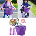 thumbnail image 4 of Cesta de bicicleta con borla de color con ratán con campana, adorno ajustable con pegatinas, manillar delantero hecho a mano, tejido a mano para niños Púrpura Sunnimix Cesta para bicicleta, 4 of 7