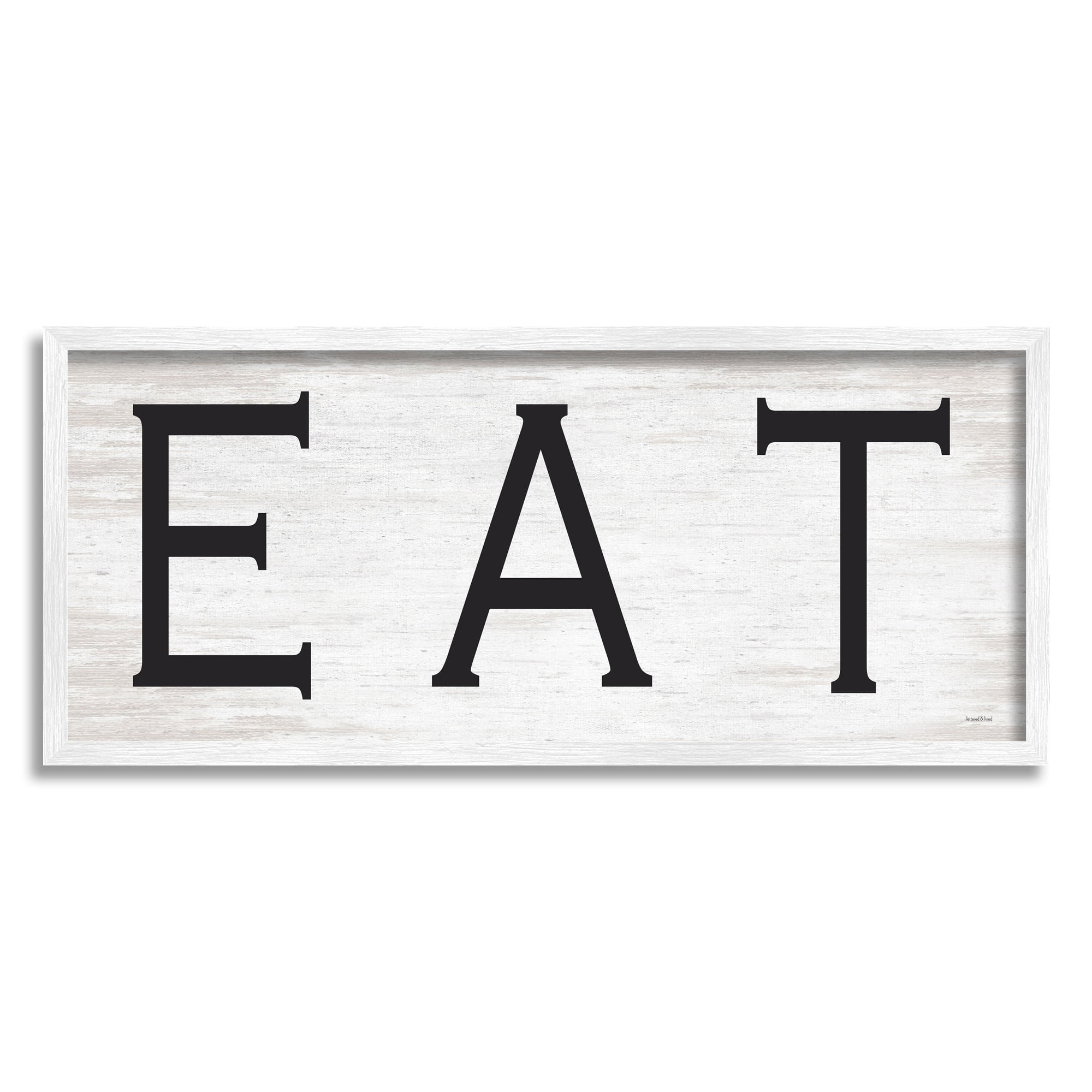 Stupell Industries EAT Farmhouse Kitchen Sign Soft Distressed Pattern, 24 x 10, Design by Lettered and Lined