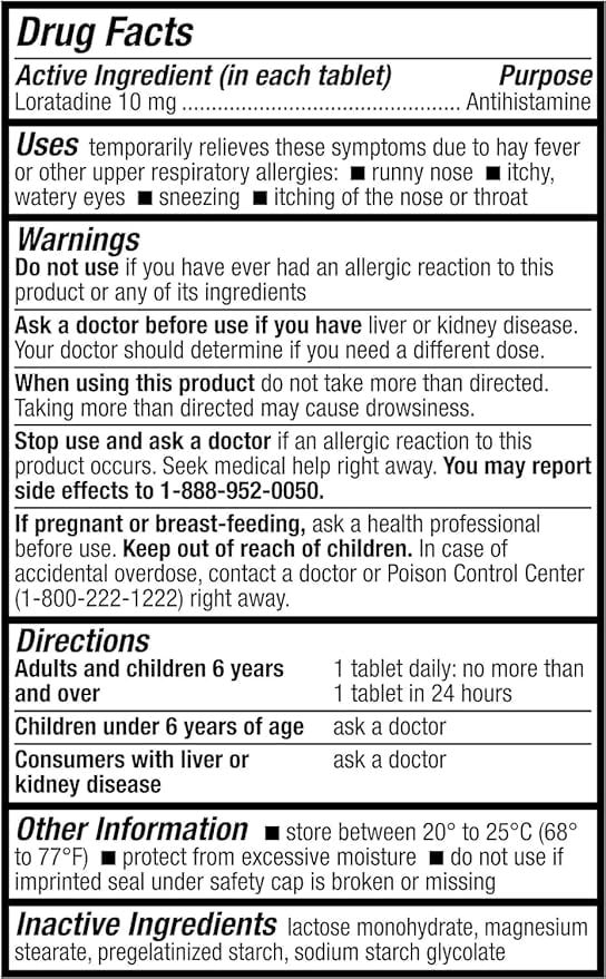 HealthA2Z® Allergy Relief | Loratadine 10mg | Antihistamine | 24-Hour Allergy Medicine | 5 Tablets (Pack of 24) | 120 Tablets Total | Value Pack