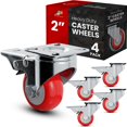 thumbnail image 1 of Online Best Service Lot de 4 Roulettes Pivotantes sur Roues en Polyuréthane Rouge (2 Pouces avec Frein), 1 of 4