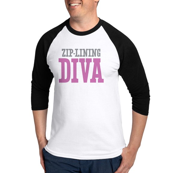 CafePress - Zip Lining DIVA Baseball Jersey - Cotton Baseball Jersey, 3/4 Raglan Sleeve Shirt
