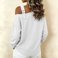 thumbnail image 5 of Dagugfen Womens One Shoulder Sweatshirts Cotton Linen Long Sleeve Adjustable Buckle Breathable Fall Winter Wear Tops(XL,White), 5 of 5