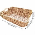 thumbnail image 2 of Natural Water Hyacinth Rectangular Storage Basket with Wooden Handles, Handwoven Wicker Organizer Tray for Bathroom, Living Room & Kitchen Countertop, 2 of 6