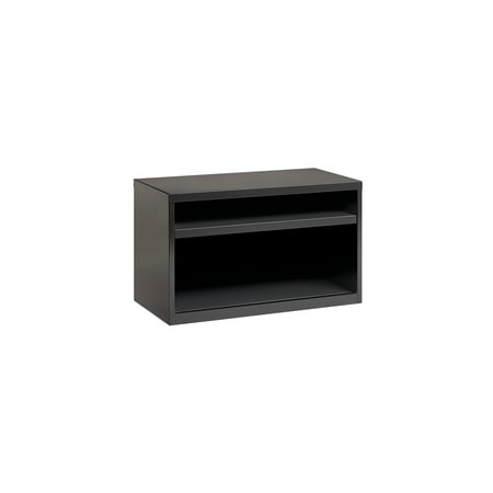 Hirsh 36 Inch Wide Low Credenza Metal Lateral Cabinet with Open Shelves for Home and Office, Charcoal