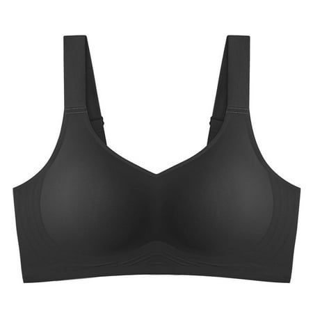 kamemir Push Up Bras for Women Womens Wireless Seamless Full-Coverage Convertible T-Shirt Bra With Moisture-Wicking(Black L)
