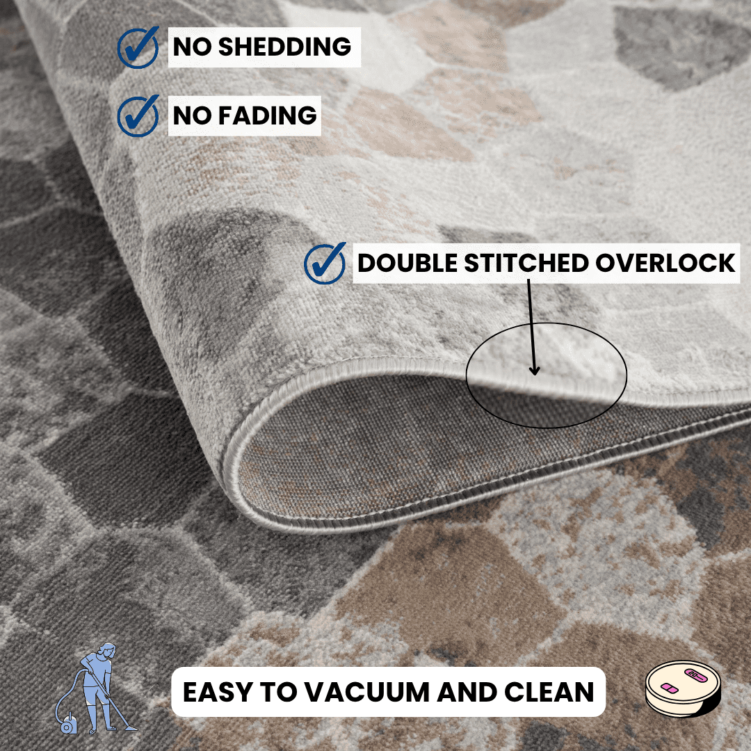 Rug Branch Havana 2' x 18' (Exact Size: 2'3" x 18') Geometric Indoor Runner Rug, Grey Beige, Contemporary - Entryway, Hallway, Bathroom, and Kitchen