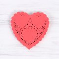 thumbnail image 4 of 100 Sheets Red 4 Inches Heart Shape Lace Doilies Oil-Absorbing Disposable Cake Box Liner Hollow Out Packaging Paper Pad, 4 of 5