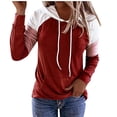 thumbnail image 1 of Pompotops Femmes Patchwork Hoodies T-Shirt Manches Longues Sweat-Shirt Top Chemisier, 1 of 4