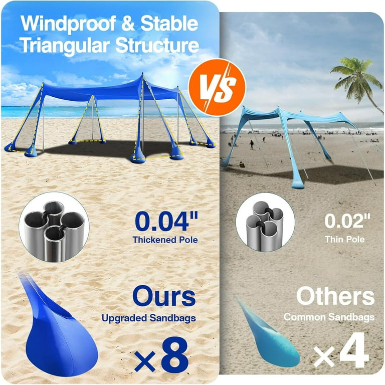 Tente De Plage Rhino Valley – Abri Solaire 10x10 Ft, UPF50+, Bleue