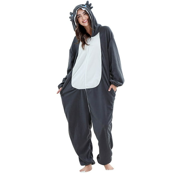 DHFJKG Unisex Adult Animal Shaped Onesie Pajama Hooded Zipper One-Pieces Loungewear For Relaxation Soft Jumpsuits Homewear