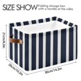 thumbnail image 3 of 2 Pack Storage Bins with Handle Fabric Organizer Basket Foldable Box Navy Blue and White Striped 14.2x10.2x8.3, 3 of 8