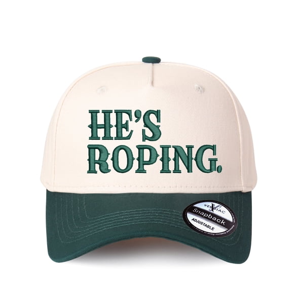 HE'S ROPING Letter Embroidered Color Block Trucker Hat Unisex Adjustable Cotton Breathable Fashion Cap for Travel Daily Wear