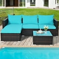 thumbnail image 3 of Patiojoy 5PCS Patio Rattan Wicker Sofa Furniture Set Sectional Conversation Sofa Set Blue, 3 of 9