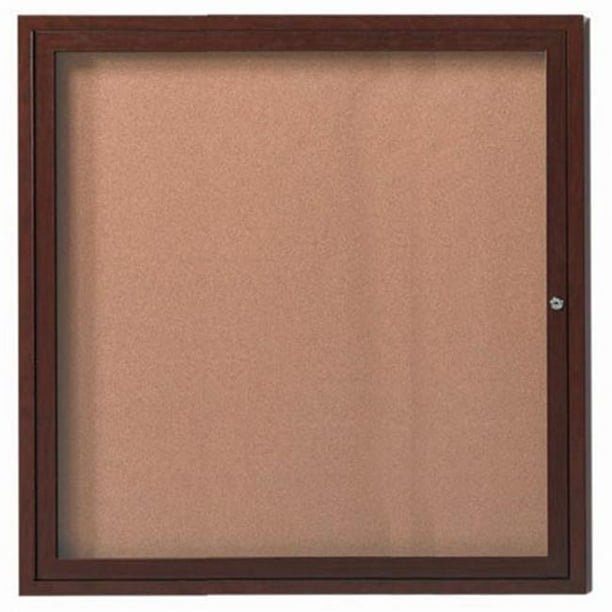 Outdoor Enclosed Bulletin Board Walnut