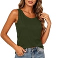 thumbnail image 4 of Mifsaly Cotton Tank Tops for Women Crew Neck Backless Sleeveless Top Lightweight Casual Loose Fit Summer Beach Layering Tees Army Green,XL, 4 of 8