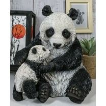 Large Lifelike Adorable China Giant Panda Bear Mother With Cub Baby Statue