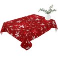 thumbnail image 2 of Red Snowflake Christmas Table Cloth Waterproof Tablecloths, Xmas Snowflake Modern Art Winter Tablecloth Dining Table Cover for Kitchen Party Tabletop Outdoor, Rectangle Tablecloth 60x102 Inch, 2 of 9