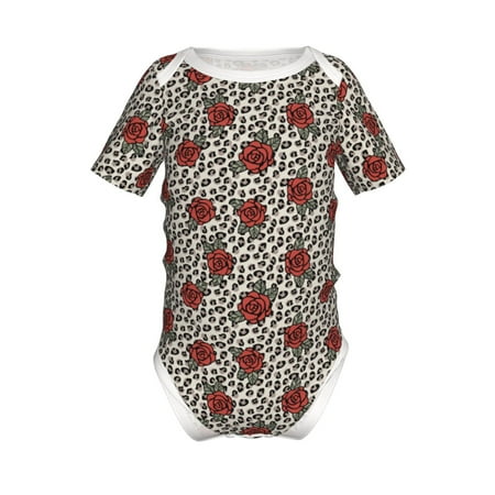 

Junzan Leopard Print Rose Print Short-Sleeve Baby Climbing Clothes Bodysuits for Infant One-Piece for Baby Boys & Girls Baby Clothes Baby Romper with Snap Closure-9M
