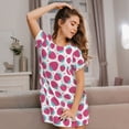 thumbnail image 3 of Fuzoiu Hand Drawn Strawberry Print Women Nightgowns, Soft Comfy Lightweight Short Sleeves Sleepwear,Crew Neck Loungewear, 3 of 6