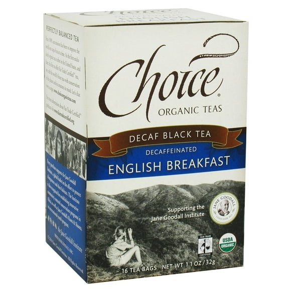 Choice Organic Teas - Thé Noir Décaféiné Biologique English Breakfast - 16 Sachets de Thé
