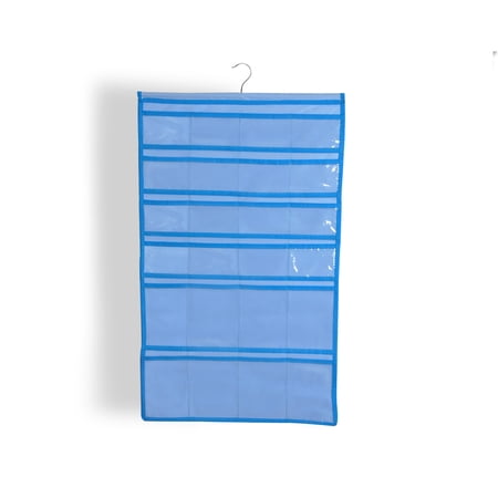Yes4All Hanging Jewelry Organizer with 48 Vinyl Pockets (Light Blue)
