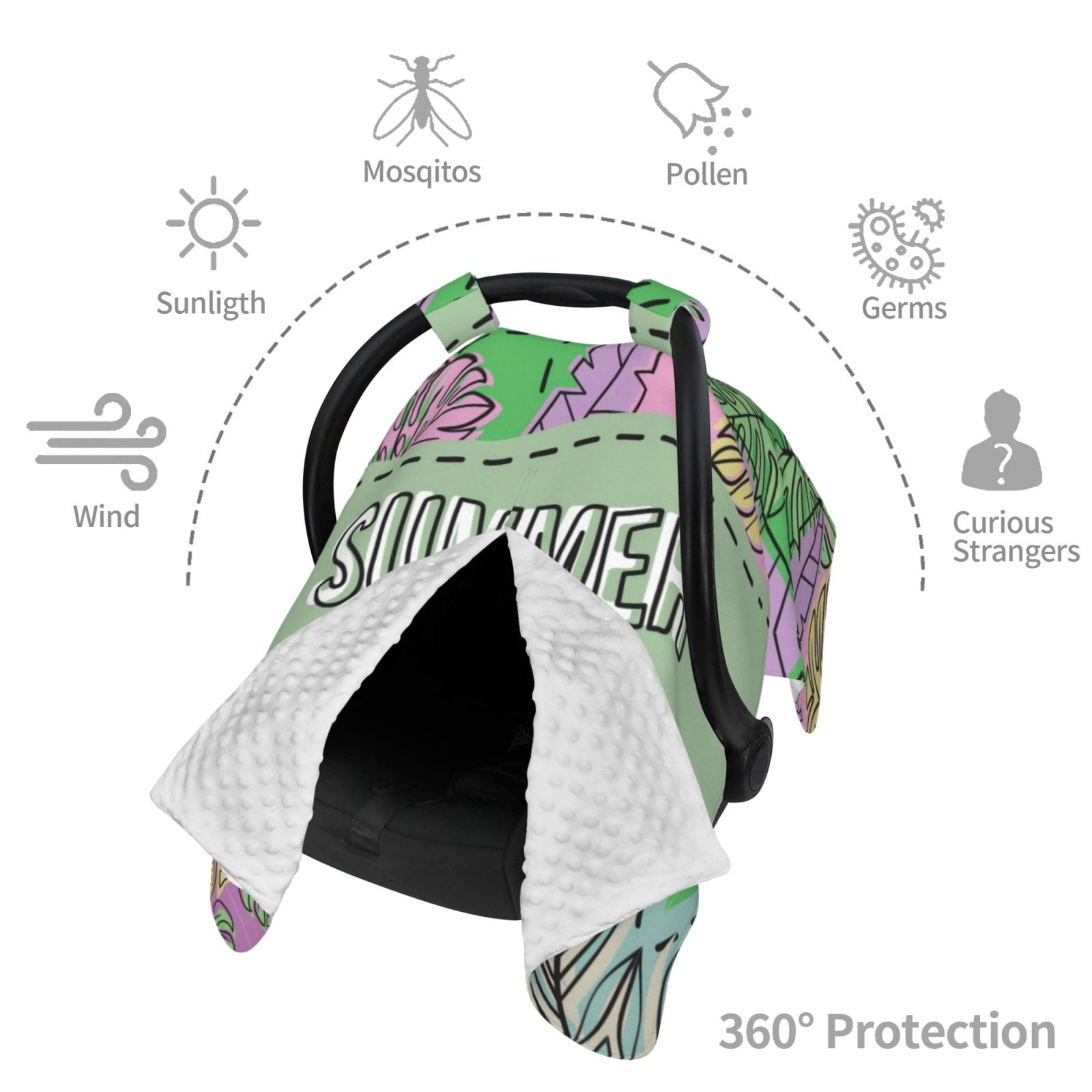 Car Seat Cover Baby - Summer Breathable Infant Car Seat Cover for Baby Carseat, Lightweight Comfort Baby Essentials Must Haves Newborn Stuff for Girl Boy