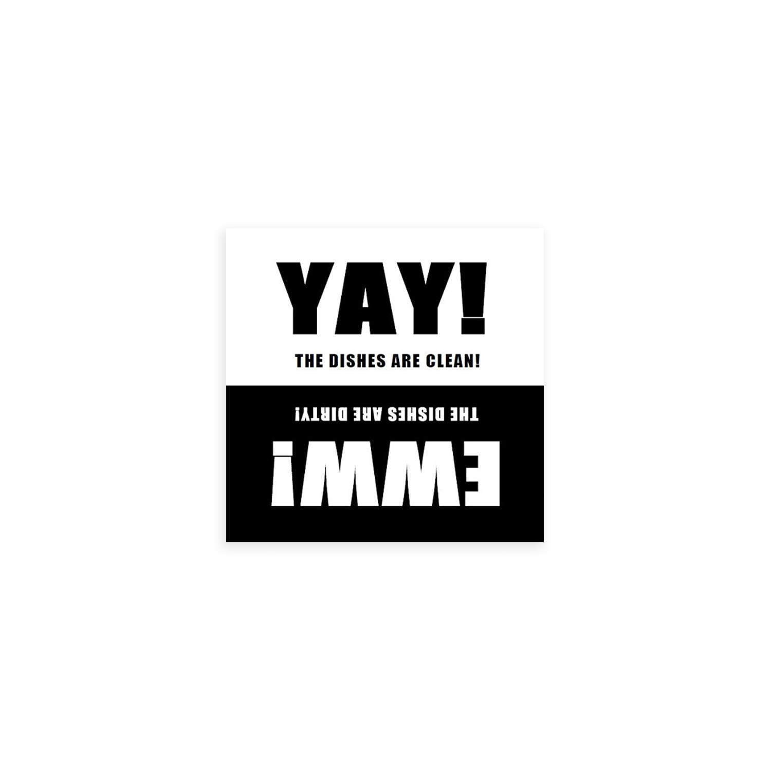 Dishwasher Clean Dirty Sign 2.5 x 2.5 Inch Square Black & White Refrigerator