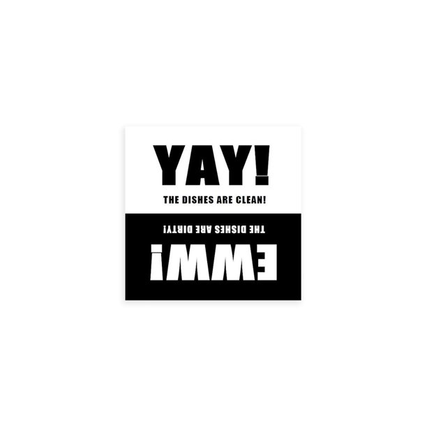 Dishwasher Clean Dirty Sign 2.5 x 2.5 Inch Square Black